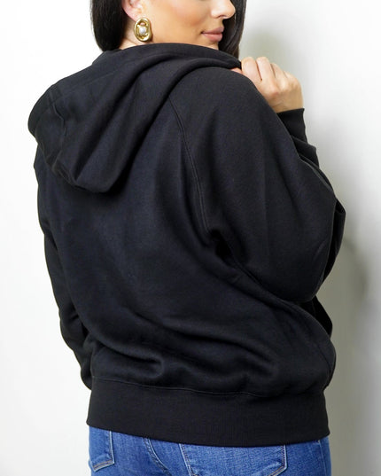 Black Off Duty Zip Up Boyfriend Hoodie
