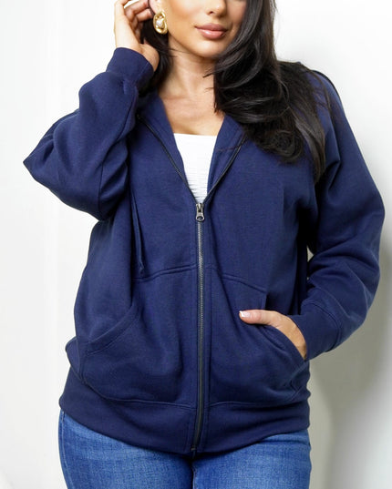 Navy Off Duty Zip Up Boyfriend Hoodie