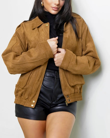 Camel Faux Suede Jacket