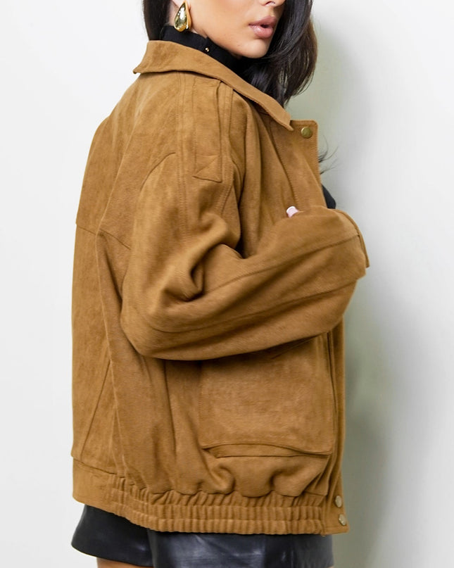 Camel Faux Suede Jacket
