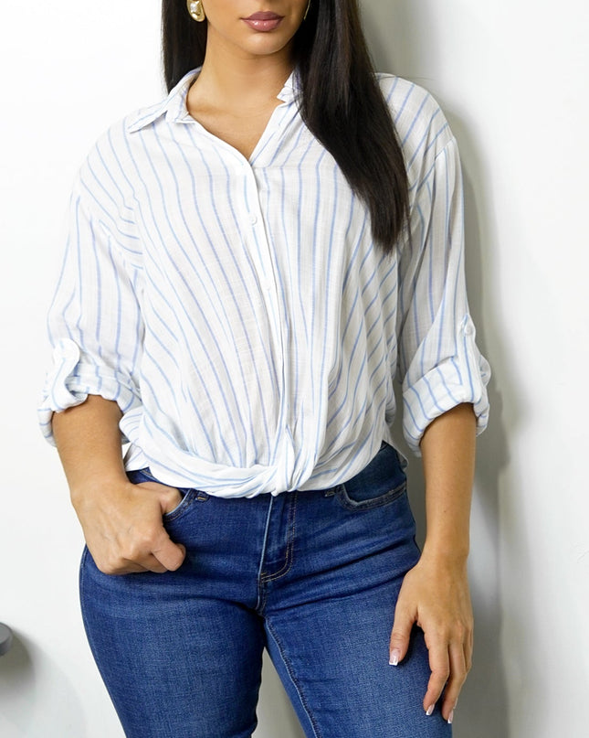 Chambray Blue Twist Stripe Shirt