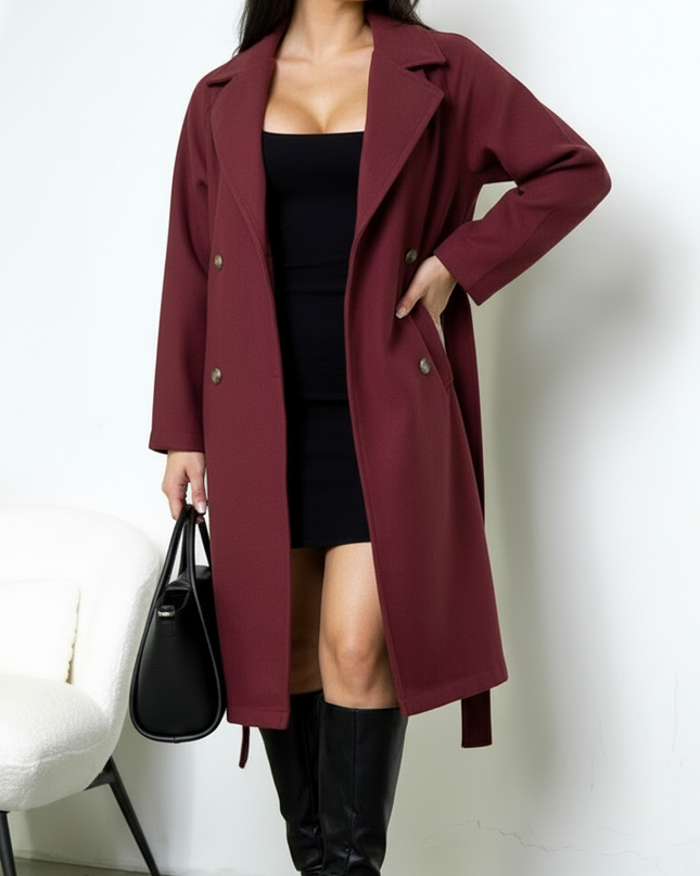 Burgundy Belvra Classic Trench