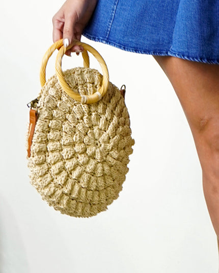 Ivory Straw Round Handbag