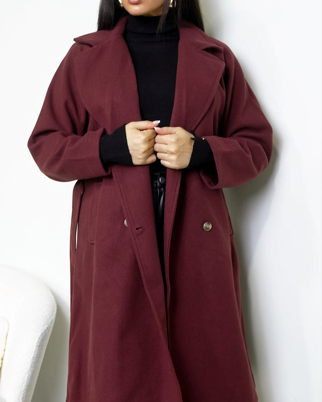 Burgundy Belvra Classic Trench