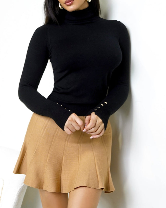 Beige Pleated Mini Skirt