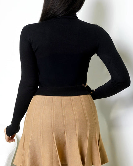 Beige Pleated Mini Skirt