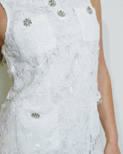 Off White Crochet Lace Mini Dress