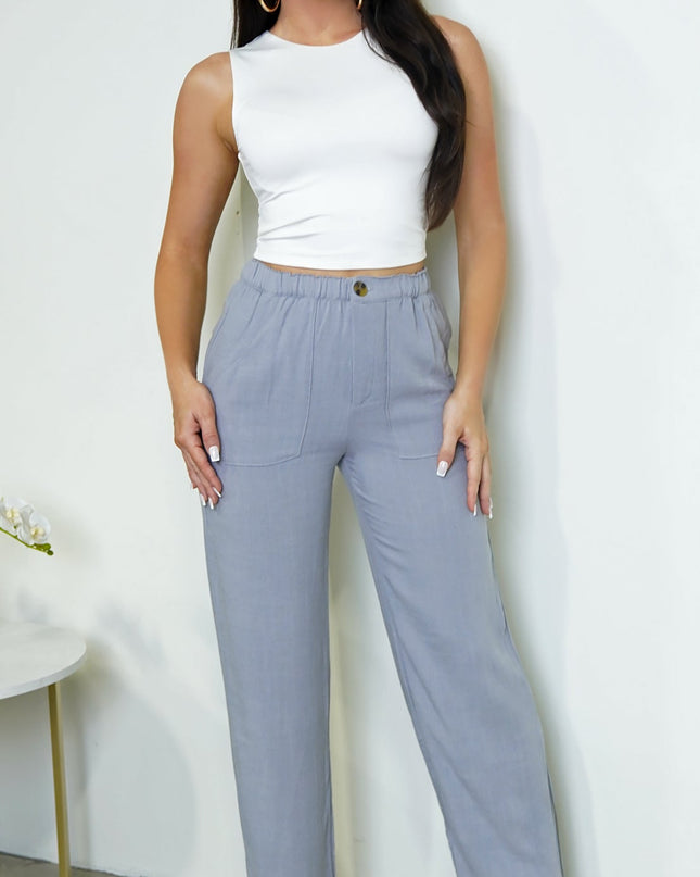 Gray Cora Linen Pants