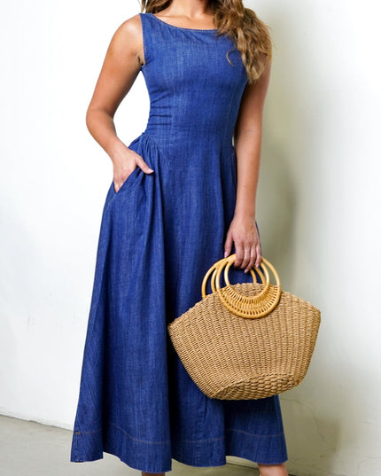Blue Denim Maxi Dress