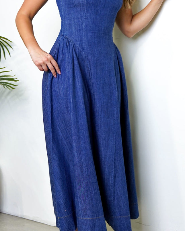 Blue Denim Maxi Dress