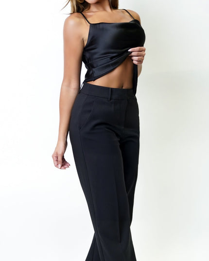 Black Signature Straight Leg Pants