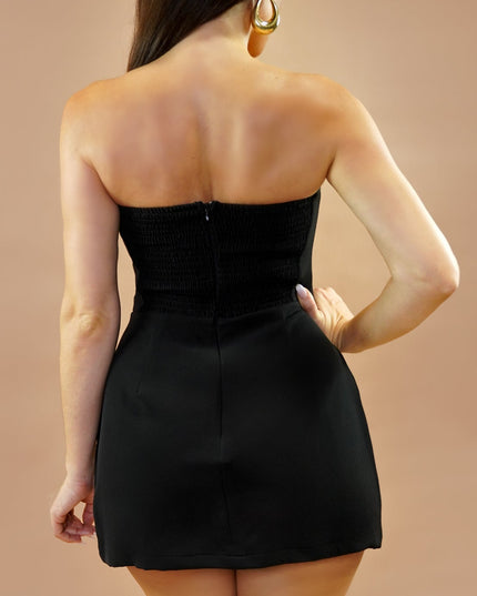 Black Strapless Mini Dress Romper