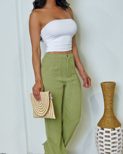 Green Cora Linen Pants