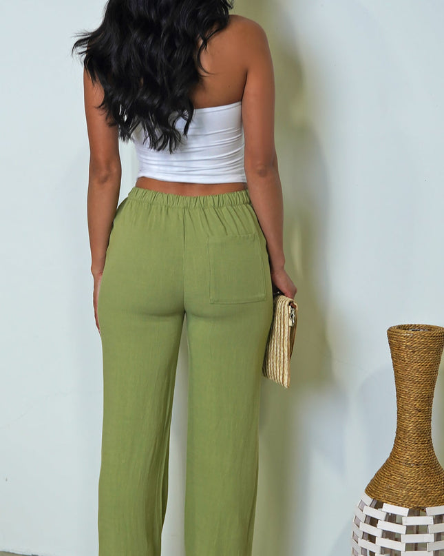 Green Cora Linen Pants