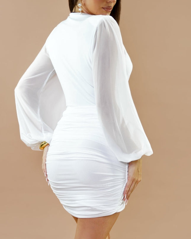 White Surplice Mini Dress