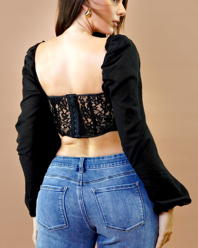 Black Noir Lace Corset Top