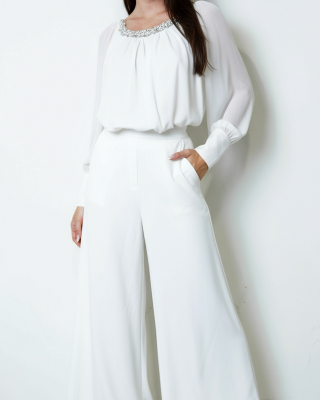 White Beaded Sheer Blouse