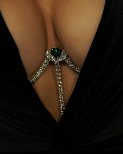 Silver Rhinestone Bra Chain