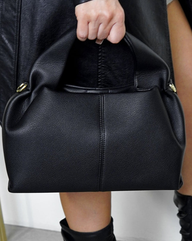 Black Soft PU Leather Handbag