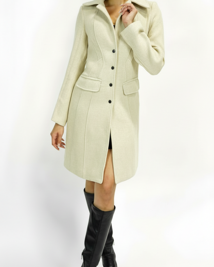 Cream Tailored Front Button Peacoat