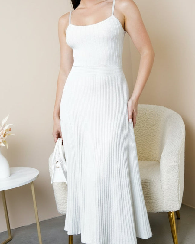 Silver Shimmer Knit Midi Dress