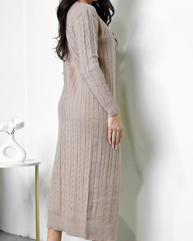 Beige Midi Dress Set