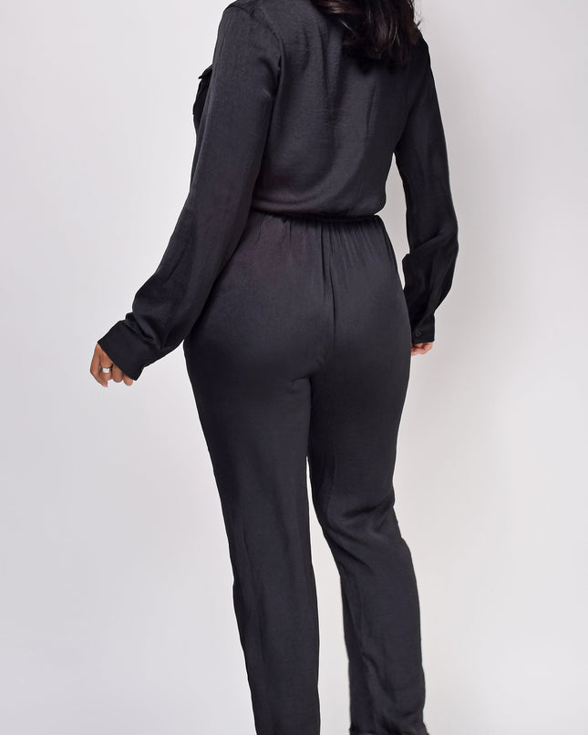 Black Satin Jumpsuit