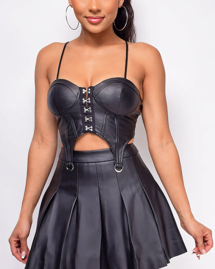 Black PU Bustier Top