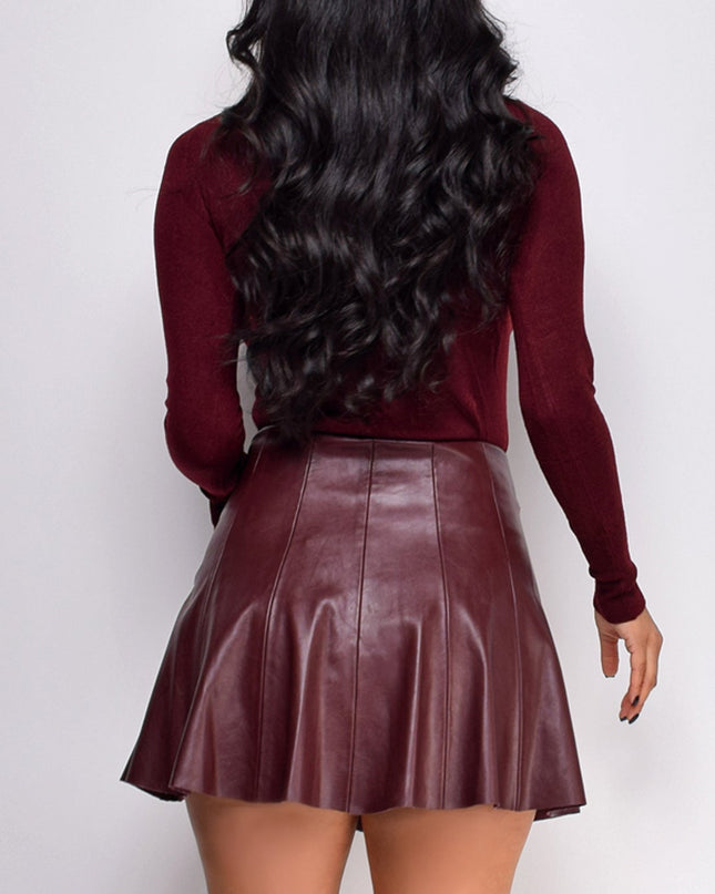Burgundy High Neck Long Sleeve Top