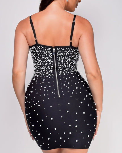 Black Pearl Bandage Mini Dress