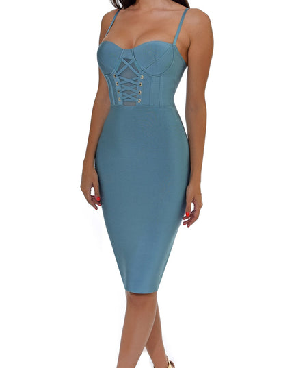Blue Corset Bustier Bandage Dress