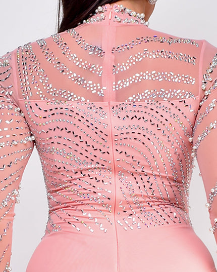 Pink Ayana Rhinestone Bodysuit
