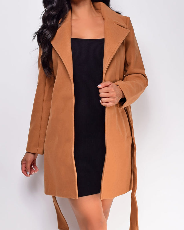 Camel Waist Tie Trench Coat