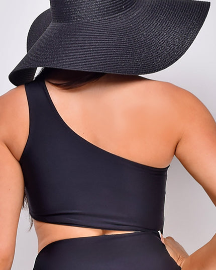 Black Cut Out One Piece Swimsuit