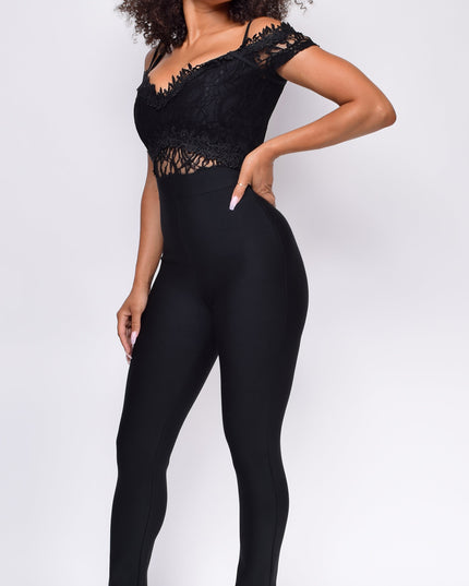 Black Lace Bandage Jumpsuit