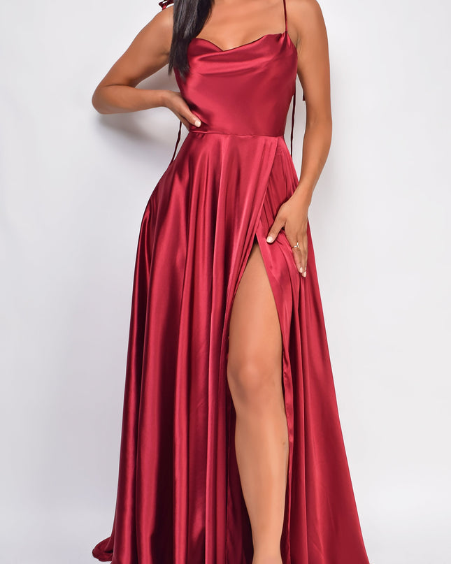 Red Drape Neck Gown