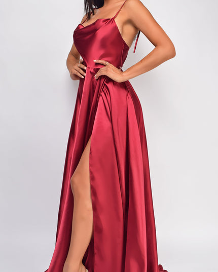 Red Drape Neck Gown