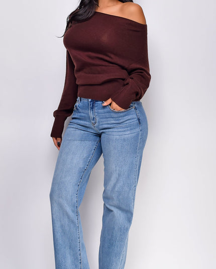 Blue Rise Straight Leg Denim Jeans