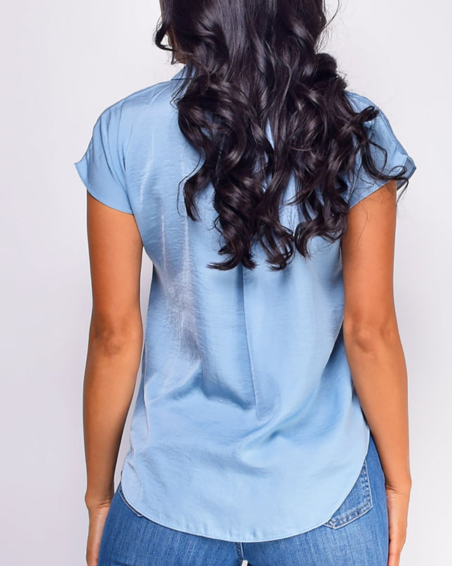 Blue Button Up Top