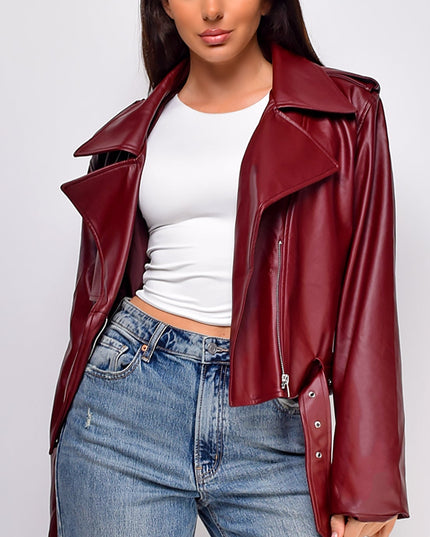 Burgundy Faux Leather Jacket