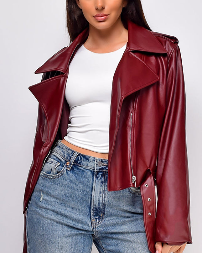 Burgundy Faux Leather Jacket