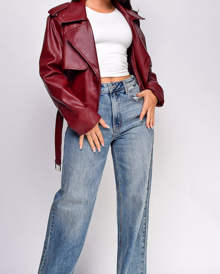 Burgundy Faux Leather Jacket