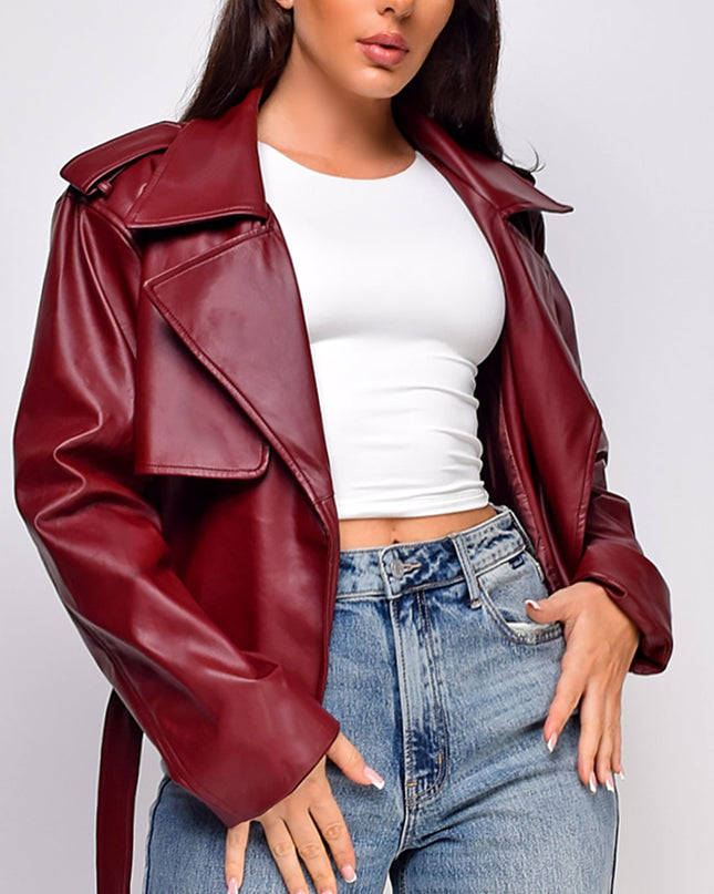 Burgundy Faux Leather Jacket