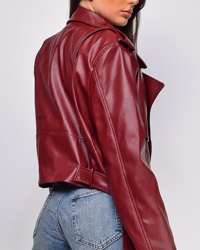 Burgundy Faux Leather Jacket