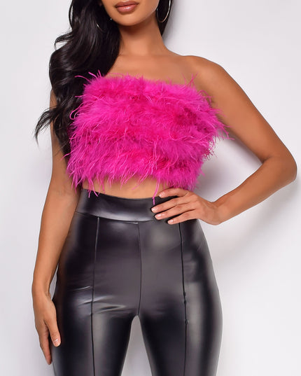 Pink Feather Crop Top