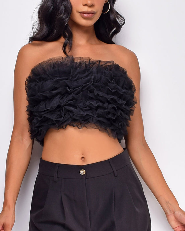 Black Mesh Tulle Tube Top