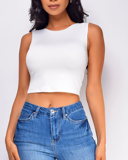 White Crop Tank Top