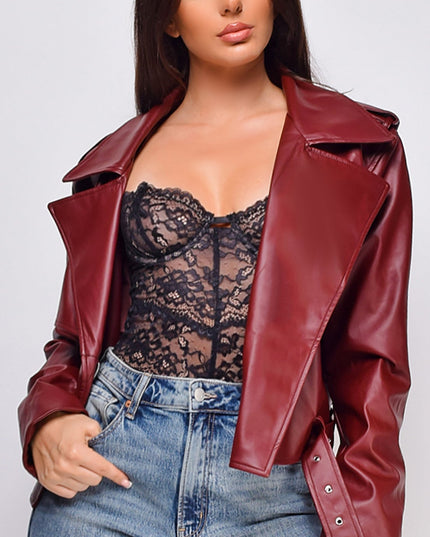 Burgundy Faux Leather Jacket
