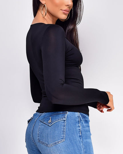 Black Basic Long Sleeve Top