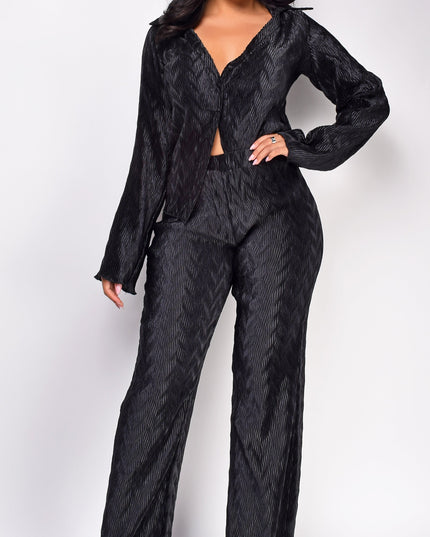 Black Long Sleeve Pants Set